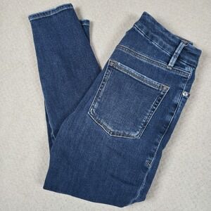 Good American Womens Jeans Size 4 / 27 Blue Denim Straight‎ Leg Cropped Stretch